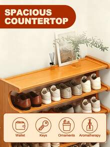 Free Standing Shoe Rack, Bamboo Shoe Storage Organizer, Stable Shoe Organizer With Removable Shelves, Shoe Holder, Space-Saving Shoe Shelf For Entryway, Living Room, Bedroom, Closet Organizers And Storage, Cabinet Organizer (3 Tier/5 Tier/6 Tier) - 棕色 - 查看 7