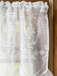 1PC Rod Pocket Window Decoration Short Sheer Curtain, Light Filtering French Style Window Sheer Curtain, Window Valance Half Curtain - White - View 20