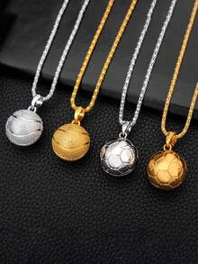 Hip Hop Basketball Ball Football Lover Pendant Necklace Punk Basketball Memorial Necklace For Boys And Girls Birthday Gift - Multicolor - View 2