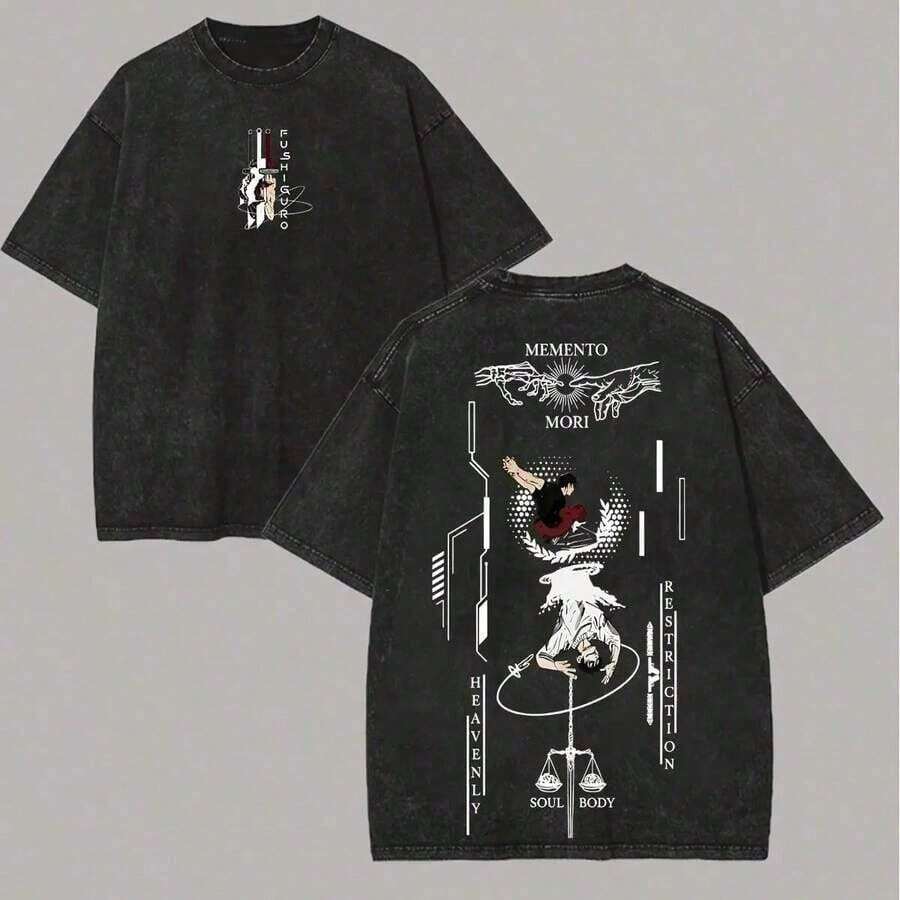 Camiseta unisex lavada con estampado 258 - Blanco - Ver 1