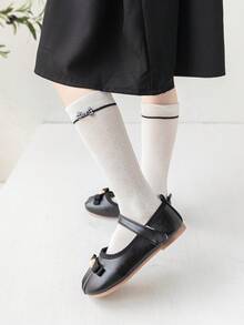 3雙女孩透氣百搭春夏季小腿襪，甜美蕾絲蝴蝶結飾邊兒童襪，適合日常休閒穿著 - 白色 - 查看 7