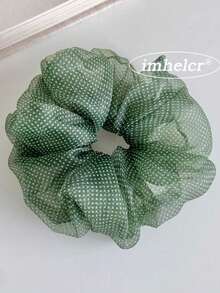 1pc Fresh Polka Dot Mesh Thin Scrunchie, Suitable For Gentle Mori Style Girls Daily Commute, Travel, Dating Wear, Semi-Transparent Lightweight Mesh Fabric, Fully Allover Print Small Polka Dots, Fluffy Large Flower Shape, Elastic Soft Not Tight On Hair, Tie Ponytail Bun, Create Fresh Atmosphere Fabric Hair Tie - Multicolor - View 10
