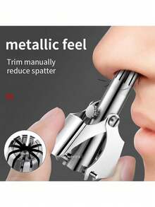 Stainless Steel Manual Nose Hair Trimmer/Washable Neutral Tool, For Nose Hair Grooming, Daily, Home, Hair, Unisex, Facial - Multicolor - View 2