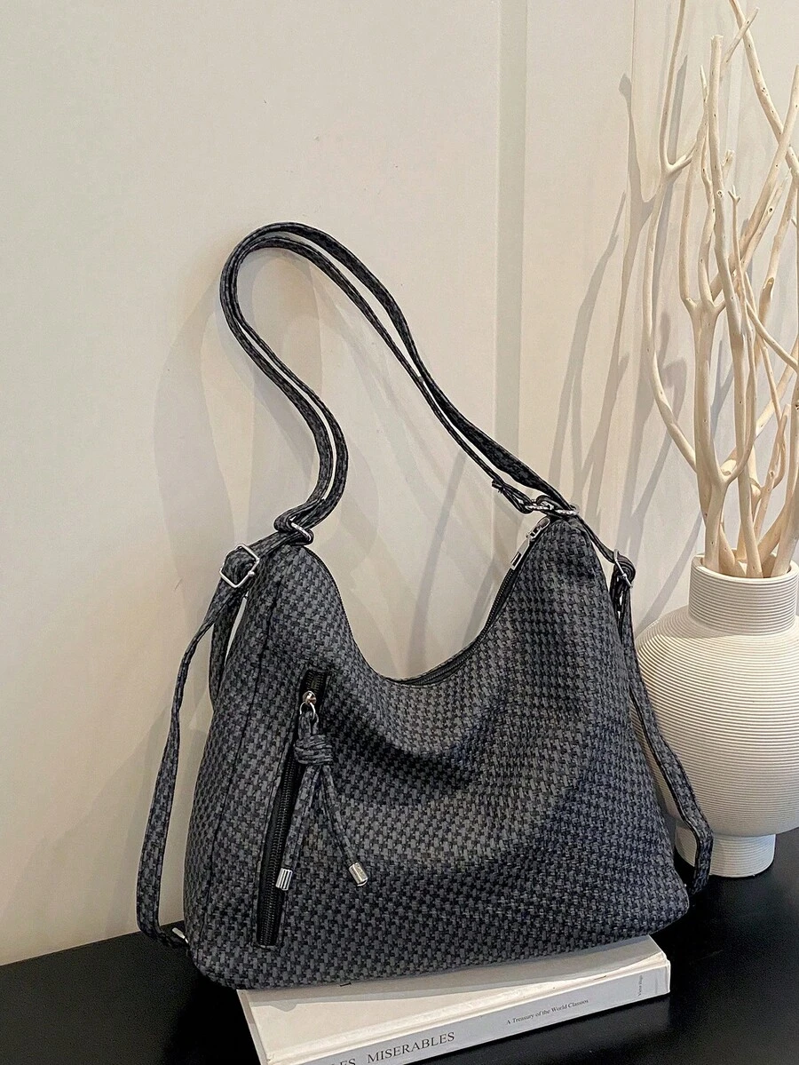 Mochila de gran capacidad estilo coreano, nueva bolsa bandolera de moda versátil para ir al trabajo, bolso de hombro tipo tote - Negro - Ver 1