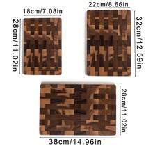 1pc Acacia Wood End Grain Cutting Board, 3 Sizes (S/M/L) Available, Thickened Butcher Block, Knife-Friendly Durable Kitchen Prep Board, Meat/Vegetable/Fruit - Coffee Brown - View 2