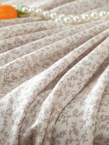 1pc Tablecloth With Scalloped Lace Trim, Polyester Fabric, Light Brown Floral Pattern, Rectangular/Square, Suitable For Dining Room And Living Room Tabletop Decor - Light Coffee - View 3
