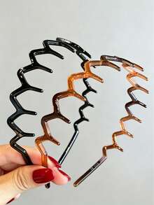 2入女款極簡基本大波浪隱形髮箍，優雅塑膠髮箍，萬聖節髮飾，女用髮飾，髮飾，髮型造型工具，美容配件，捲髮髮飾 - 彩色 - 查看 1