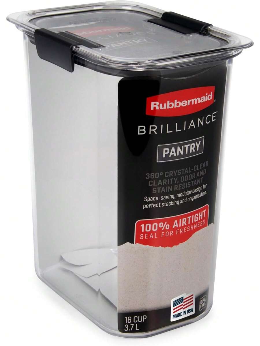 Rubbermaid Brilliance 16-Cup Airtight Food Storage Container With Lid - Optimal Pantry Organization Flour Sugar And Food Storage - Multicolor - View 1