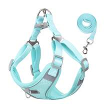 Lightweight Breathable New Pet Dog Leash Set, With Reflective Adjustable Harness And Dog Chest Strap, Suitable For French Bulldog Outdoor Walking, Leash And Collar Set, Soft Breathable Mesh Material, Suitable For Small/Medium Pets, All Season Use - Multicolor - View 4