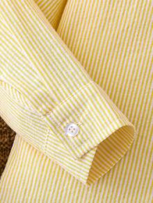 Boys' Long Sleeve Striped Shirt, Autumn - Yellow - View 5