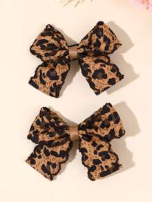 10pcs/2pcs Multicolor Leopard Print Polka Dot Bow Hair Clips, Fabric Versatile Barrettes, Suitable Hair Accessories Gift For Girls Teens Daily&School Wear - Multicolor - View 8