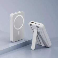 Power Bank Magnético 10000mAh, Accesorio Portátil para Smartphone - BLANCO-10000mAH(Modelo de doble uso con soporte) - Ver 3