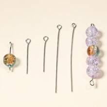100/300 piezas Accesorios decorativos en caja de 9 pines, 26mm-50mm flexibles de 9 pines, adecuados para pulseras DIY, collares, aretes, manualidades y suministros de cuentas para colgantes - Aguja de nueve dígitos (K blanca) - Ver 2