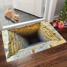 1pc Realistic 2D/3D Optical Illusion Black Hole Crack Floor Mat - Illusion 3D Cave Effect, Durable Easy-Clean Suitable For Indoor/Outdoor Use, Modern Optical Illusion For Home Entrance,,, Bedroom - Low- Fiber Design. - 亮色6 - 查看 14
