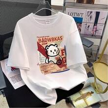 Camiseta con estampado de camisa casual para mujer, manga corta y cuello redondo, moda urbana local de primavera/verano camiseta unisex.ED4C - Blanco - Ver 4