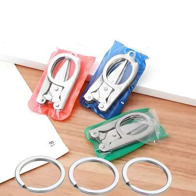 6 pièces Ciseaux pliables portables en acier inoxydable (3 anneaux porte-clés + 3 ciseaux) - Durable, portable, convient pour la maison, le bureau et les voyages - Cadeau idéal pour les étudiants et les voyageurs