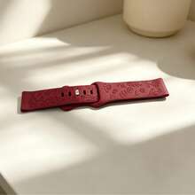 1pc Women's Silicone Watch Band, Compatible With Redmi Watch 6/5/4, Rose Embossed Pattern, Casual Breathable Silicone 8-Shaped Buckle Strap, Wristband Accessory Compatible With Mi Band 8Pro/9Pro - Burgundy - View 8