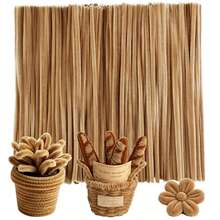 100/200/300 Pieces Light Coffee Pipe Cleaners, Thick Fluffy Chenille Stems, Pipe Cleaner Crafts For Arts & Crafts, Flowers, And Festive Decorations - Coffee Brown - View 1