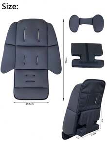 1 buah Alas Kursi Kereta Bayi, Bantalan Nyaman 2-in-1 untuk Bayi Baru Lahir hingga Balita, Lembut, Bernapas, dan Nyaman, Bantalan Kursi Sepanjang Musim, Cocok untuk Berbagai Kereta Bayi - Dark Grey - View 2
