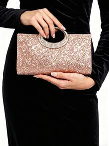 Fashion Sparkling Crystal Rhinestone Clutch Purse, Luxury Shiny Rhinestone Evening Handbag For Prom, Party, Ball, Birthday Celebration, Bridal Clutch, - 彩色 - 查看 9