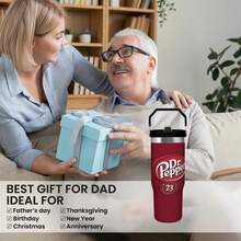 1pc30oz Stainless Steel Insulated Car Cup Classic Logo Replica Cup, Retro And Fashionable, Large Capacity, Reusable, A Great Gift For Family And Friends ,Owalao Water Bottle,Tumblers With Straw And Lid,Stanlery Cup,Father Day Gift,School - 30盎司 - 查看 3