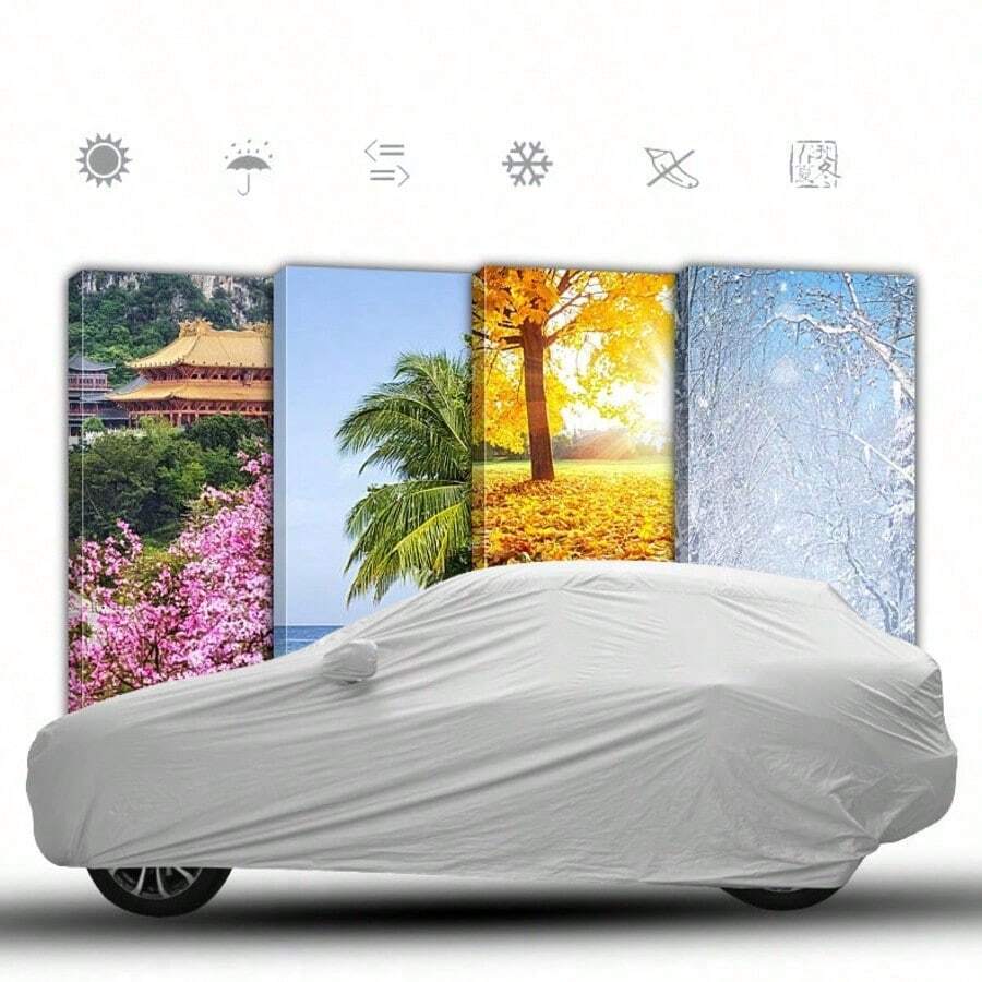 Universal Waterproof Car Cover - Full Car Cover. Made Of UV-Resistant, Rainproof, Dustproof, Snowproof, Heat-Resistant PEVA Material, All-Season Vehicle Protection, Dustproof, Car Accessories, Car Cover | Fashion Car Cover | Car Cover, Snow Car Cover, All-Weather Outdoor Car Cover, Car Snow Cover, Car Cover, Sedan Car Cover, Car Snow Cover - Multicolor - View 1
