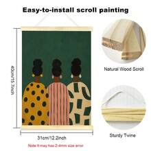 1pc Framed/Unframed Bohemian African Fashion Poster, African Girl Woman Folk Art Wall Decor, Vintage Minimalist Aesthetic Scroll Painting, Suitable For Hallway, Living Room, Bedroom Modern Home Decor - A - View 15