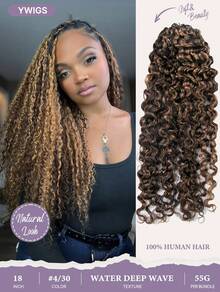 Y WIGS #4/30 Water Deep Wave Human Crochet Hair For Miracle Knots 18 Inch 55g Feather Crochet Human Hair For Boho Braids Lightweight 100% Human Hair Extensions For Back To School, Halloween, Holiday, Vacation, Daily, Sports - S4/30 - View 12