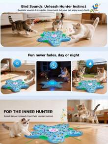Interactive Cat Toys With Feather Stick Hide And Seek Simulated Motion Of Real Prey Animal Sounds Fun & Interactive Play Game Pet Toy - 霧霾藍 - 查看 9