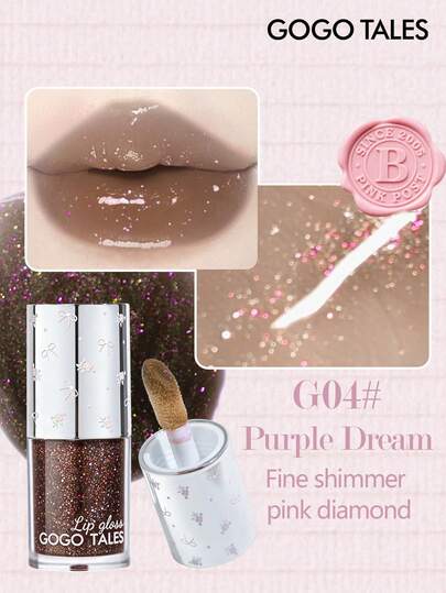 GOGO TALES Glass Moisturizing Lip Gloss, Containing Fine Shimmer, Creates Plump Hydrated Lips, Natural Bare-Faced Makeup For Fresh Healthy Look, Color-Enhancing Lipstick And Lip Tint, Suitable For Beginners And Everyday Light Makeup
