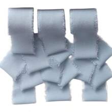 3rolls One Pack,15yard White Chiffon Ribbon, Fringe Fabric Ribbon, Handmade Wedding Bouquets Material, Gift Packaging Materials, Cake Decor Ribbon, Clothing Decor, Wedding Decor, Party Decor, Gift Decor, Bow Decor - Blue Gray - View 6