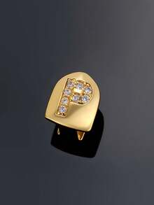 1pc Letter Zirconia Gold Tooth Cap Hip Hop Single Tooth Grill Personalized Versatile Side Tooth Decor Suitable For Men And Women - 26-letter Tooth Ornament - View 52