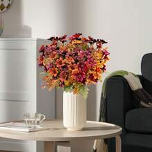 5 piezas de Crisantemo y Margarita Artificiales, Planta de Otoño Resistente a los Rayos UV para Exterior/Interior, Adecuada para Decoración de Jardín, Porche, Boda, Balcón, Habitación, Oficina, Decoración del Festival de Cosecha de Otoño, Ramo de Novia DIY, Festival de Cosecha, Halloween - marrón café - Ver 4