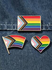 Rainbow Pride Enamel Pin Set - Colorful Heart & Flag Symbol Brooch Collection For Bag & Jacket - Multicolor - View 2