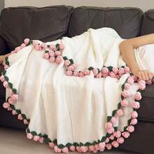 Crocheted Rose Bouquet Blanket, Suitable For Sofas And Shawls, A Romantic Gift For Valentine's Day, Weddings, And Anniversaries, Perfect For Ladies. - Multicolor - View 6