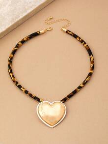 1 pieza Collar con colgante de corazón y estrella geométrica exagerada, elegante y de moda bohemia para mujeres, adecuado para vacaciones, fiestas y uso diario - Collar con colgante de estrella de cinco puntas en forma de corazón - Ver 4