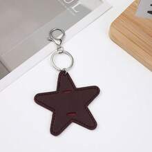 Portable Leather Glasses Holder Keychain Stylish Hanging Ornament Anti-Lost Tool For Eyeglasses & Fashion Glasses,Bedroom Room Decor,Back To School - Wine-red Little Star - View 3