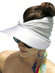 1 pieza Sombrero de playa con protección solar para mujer, sombrero de sol para deportes al aire libre para mujer, sombrero hueco, adecuado para deportes, playa, golf, senderismo - Multicolor - Ver 7