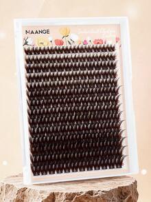 MAANGE 168簇棕色卡通分段式假睫毛，混長度自貼式睫毛簇，仿貂毛睫毛接長，自然逼真單簇睫毛，初學者DIY睫毛工具，女性禮物 - D - 查看 4