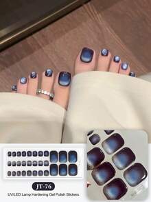 New Semi-Cured Gel Toe Nail Stickers For Summer, Glitter Shiny Design, In Stock Wholesale, Waterproof And Long-Lasting - 寶藍色 - 查看 7
