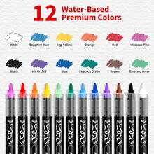 36/24/12 Colors Acrylic Marker Pens With Hard Tips, Colorful Marker Set, Quick-Drying, Fade-Resistant, Suitable For Painting, Illustration, Handicrafts, Back To School Coloring Books And Other DIY Projects - Multicolor - View 9