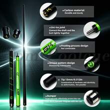 BK RUSH 3-Piece Carbon Fiber Jump-Break Cue, 13mm Tip, Dual-Purpose Break And Jump Cue, Black 8/9 Ball Cue - 545bkr Fluorescent Green Jump Pole - View 5