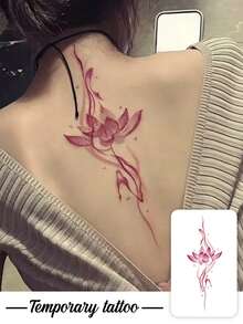 1pc Traditional Chinese Ink-Wash Style Vertical Striped Pattern Temporary Tattoo Sticker, With Realistic Tattoo Design. Suitable For Travel, Music Festivals, Games, Graduation Gifts. Lasts For 3-5 Days. - Multicolor - View 1