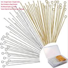 [600pcs Flat Head Jewelry Pins] 100/600pcs 2 Inch Flat Head Eye Pins For DIY Jewelry Making, Straight Head Eye Pins Gold And Silver Jewelry Making Pins Metal End Pins For Craft Earrings Bracelets Necklaces Pendants Supplies, Available In Single Pack - Flat Jewelry Making Pins - View 1