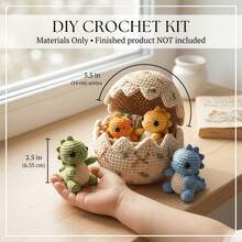 Paket Perlengkapan Merajut DIY Cangkang Telur Dinosaurus Besar & Dinosaurus Kecil, Set Merajut Buatan Tangan Belum Selesai, Termasuk Benang, Aksesoris, dan Tutorial Gambar/Video, Dekorasi Meja yang Indah. Hadiah Buatan Tangan yang Cantik untuk Teman dan Keluarga, Ulang Tahun, Paskah, Natal - C-Setelan multiwarna - View 3