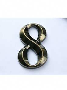 1pc 3D House ABS Digital Letter Classical Retro Copper Geometric Shape Self-Adhesive No-Drill Sunproof Waterproof Number Sign Suitable For American Villa Entrance - House Number - View 5