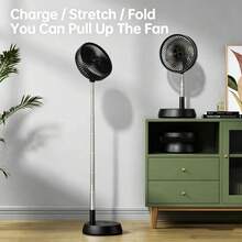 Portable Desktop Electric Fan 5400/7200mAh Ultra Long Battery Life USB Rechargeable Foldable Telescopic 90° Rotating Floor Mini Fan Timer Remote Control Auto Oscillation Essential Cooling Tool For Hot Weather Holidays - Multicolor - View 16