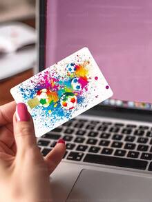 1pc Colorful Soccer Credit Card Sticker Privacy Protection Card Skin, Sports Ball Game Party Birthday Gift PVC Material Anti-Fingerprint Anti-Scratch Wear-Resistant Card Sleeve, Suitable For Men, Women, Couples, Small Chip Card, Bank Card, Credit Card, Transit Card, Student Campus Card Personalized DIY - Type a - View 6