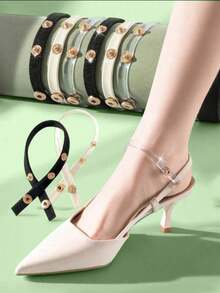 1 Pair Women's Summer Sandals, Double Buckle Straps, Anti-Slip Transparent Straps, Multicolor, High Heel Anti-Slip Straps - Black - View 3