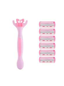 Chic Manual Razor With 6 Precision Cartridges For Effortless Trimming Stylish Hair Removal Tool For Young Ladies Compact Shaver Set Perfect For Smooth Skin During Shower Trips Body Hair Trimmer Beauty Care Bath Accessories Travel Essentials - A - View 12